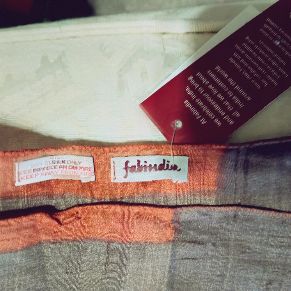 Fabindia 100% Silk Hand Block Print Scarf. NWT - Picture 2 of 5
